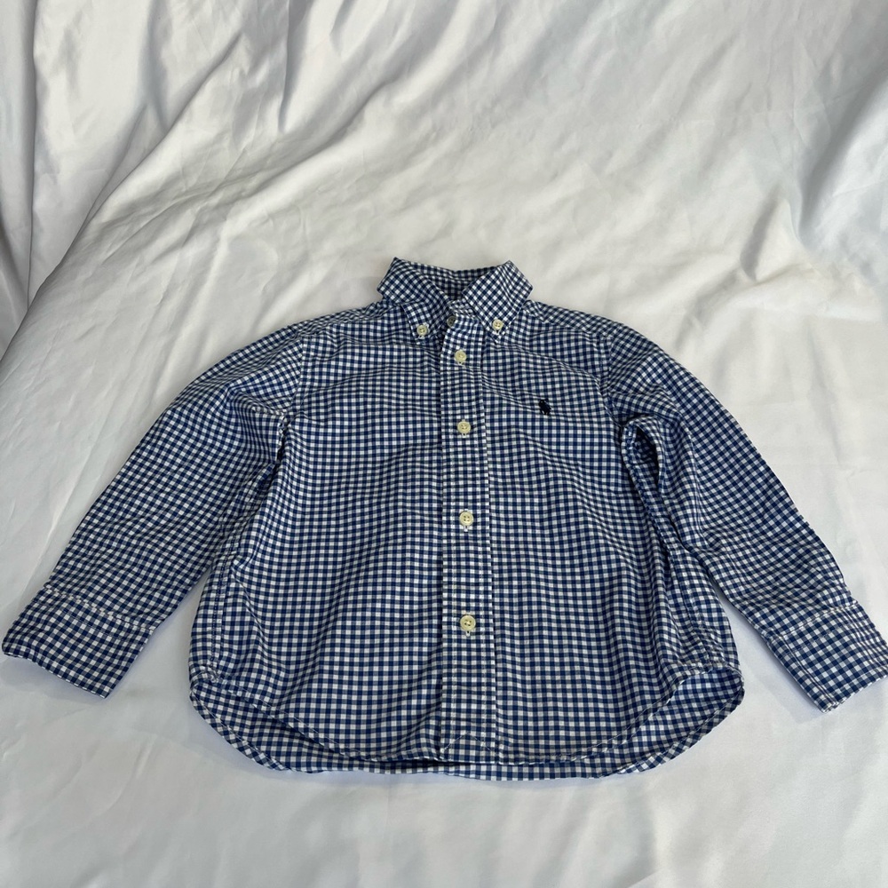 2t Ralph Lauren Blue Gingham Button-Down Shirt